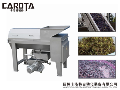 Grape stem removing and crushing machinery
